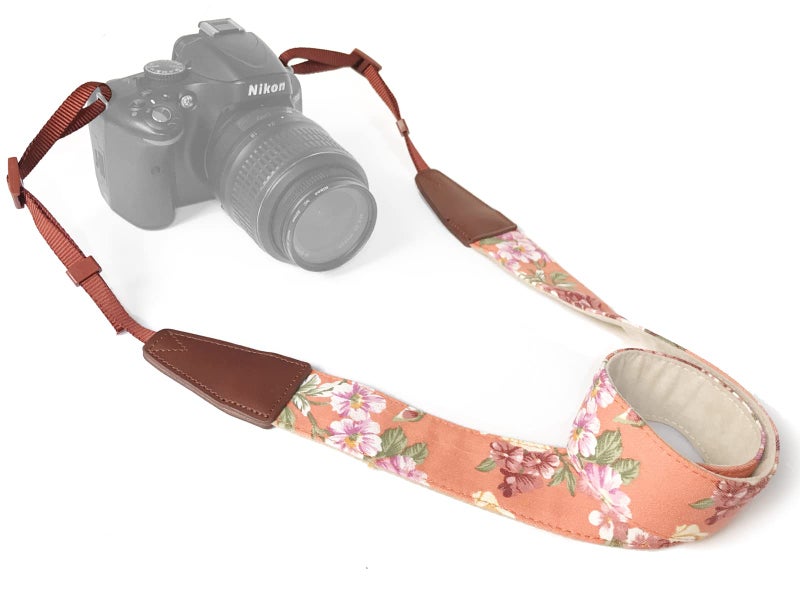 Alled Camera Strap Neck, Adjustable Vintage Orange Floral Camera Straps Shoulder Belt for Women/Men,Camera Strap for Nikon/Canon/Sony/Olympus/Samsung/Pentax ETC DSLR/SLR - Image 1
